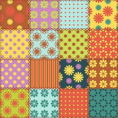 Patchwork arka plan yorgan farklı desenleri ile 