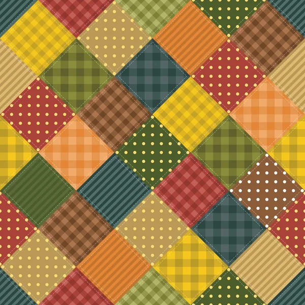 Seamless Patchwork Background Different Patterns — Stock Vector