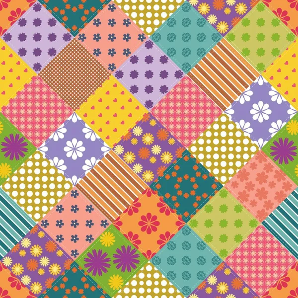 Seamless Patchwork Background Different Patterns — Stock Vector