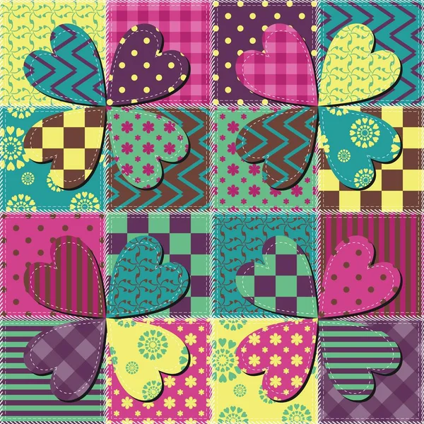 Colcha Fondo Patchwork Con Diferentes Patrones — Archivo Imágenes Vectoriales