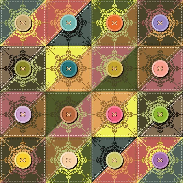 Patchwork Achtergrond Met Verschillende Patronen — Stockvector