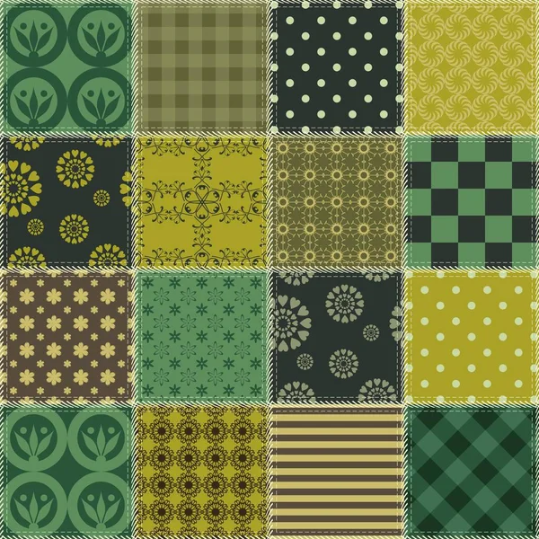 Fondo Patchwork Con Diferentes Patrones — Vector de stock