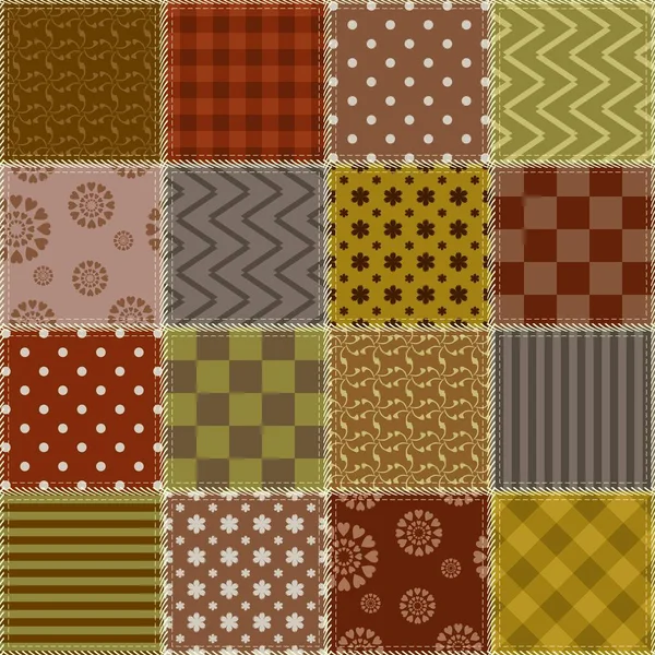 Patchwork Background Different Patterns — Stock Vector