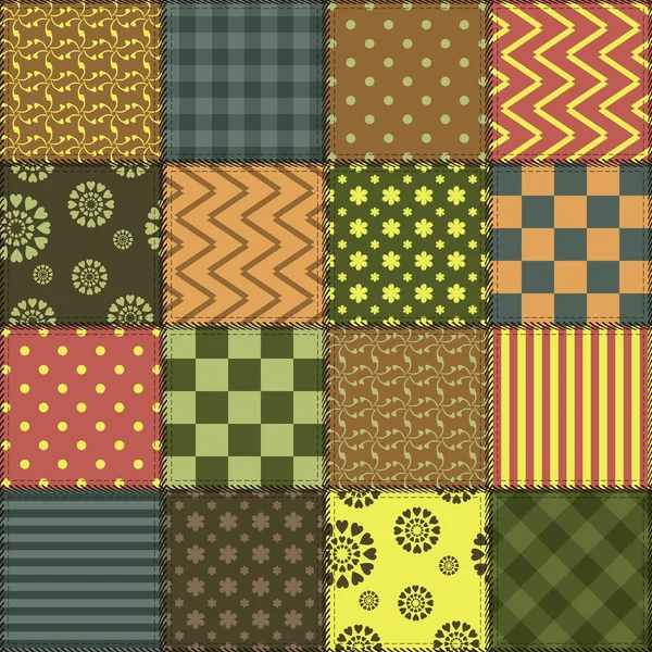 Fondo Patchwork Con Diferentes Patrones — Vector de stock