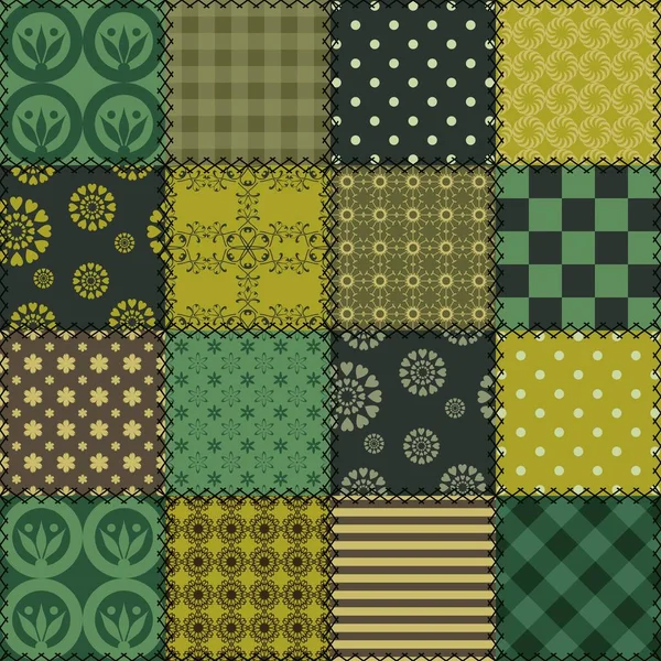 Fondo Patchwork Con Diferentes Patrones — Vector de stock