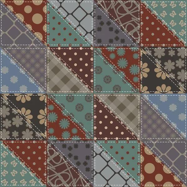 Fundo Patchwork Com Padrões Diferentes — Vetor de Stock