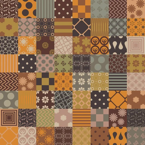 Patchwork Achtergrond Met Verschillende Patronen — Stockvector