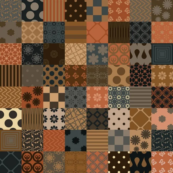 Fondo Patchwork Con Diferentes Patrones — Archivo Imágenes Vectoriales