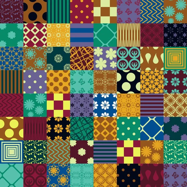 Fondo Patchwork Con Diferentes Patrones — Archivo Imágenes Vectoriales