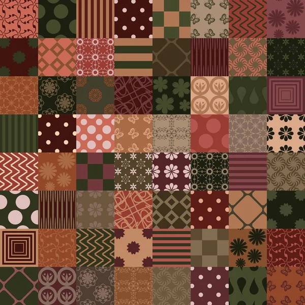 Patchwork Hintergrund Mit Unterschiedlichen Mustern — Stockvektor