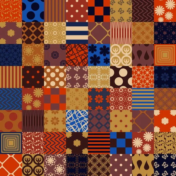 Fondo Patchwork Con Diferentes Patrones — Archivo Imágenes Vectoriales