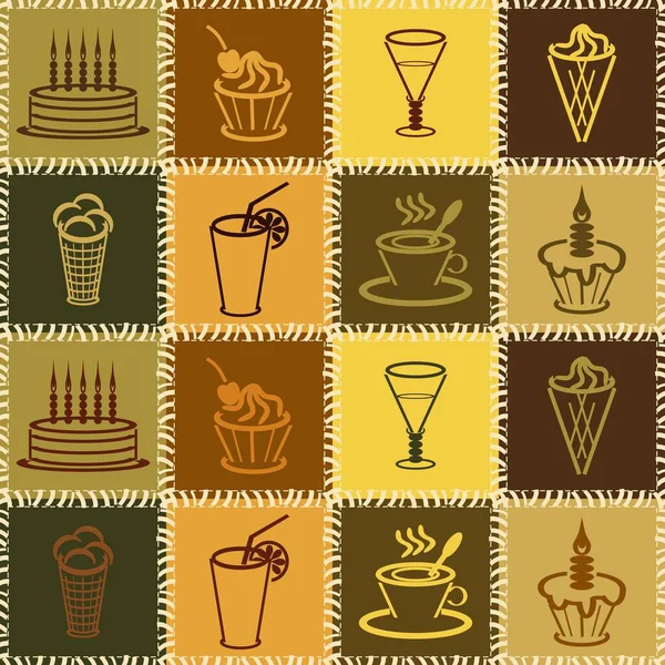 甜点和饮料的背景 — 图库矢量图片