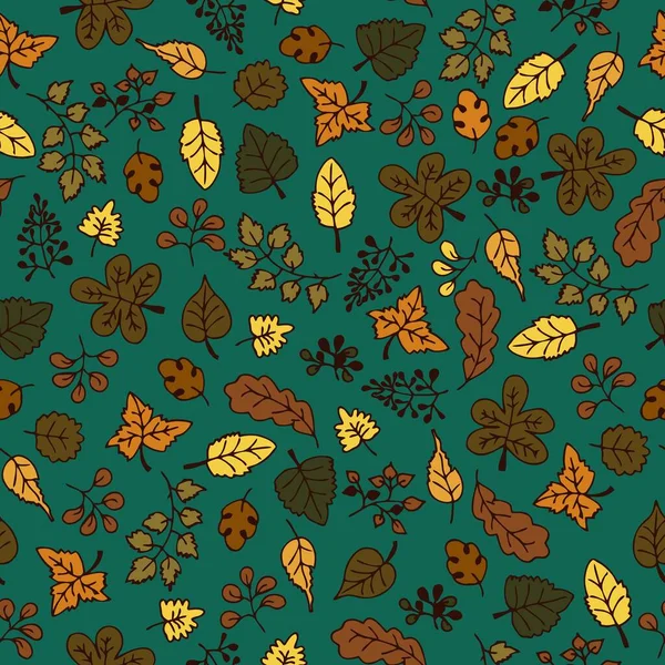 Bezešvé Vzory Podzimními Listy — Stockový vektor