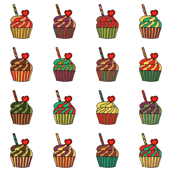 Set Met Capcakes Wit — Stockvector