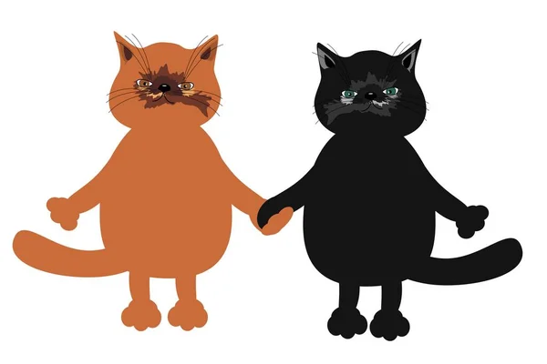 Пара Милых Кошек Вместе — стоковый вектор