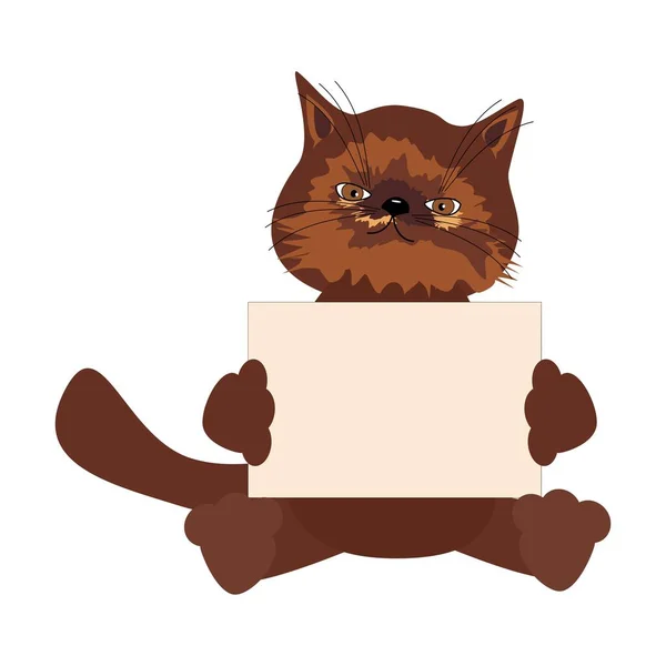 Mooie Kat Met Papier Karton Voor Tekst — Stockvector