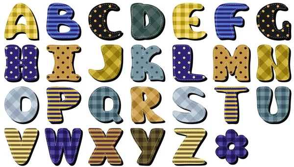 Alphabet Scrapbook Texture Différente Sur Fond Blanc — Image vectorielle