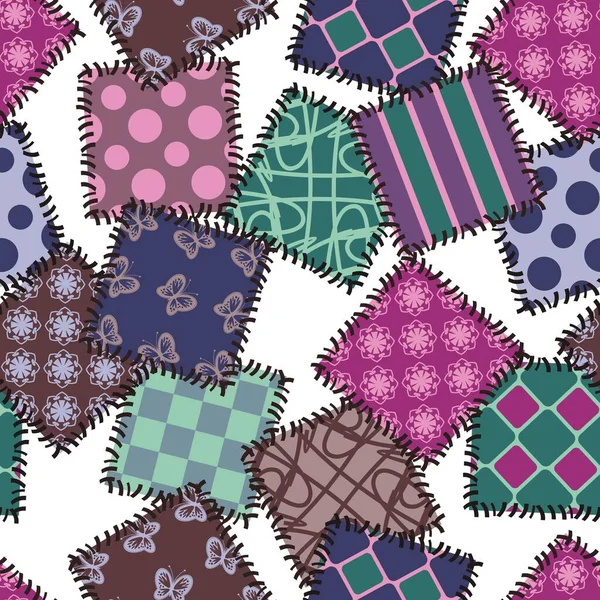 Fondo Patchwork Con Diferentes Patrones — Vector de stock