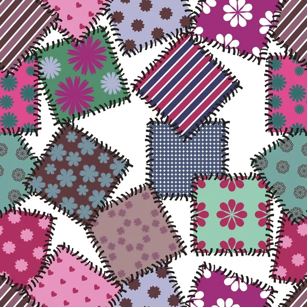 Patchwork Achtergrond Met Verschillende Patronen — Stockvector