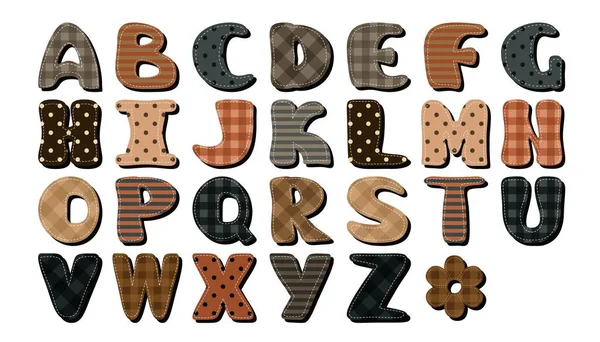 Alphabet Scrapbook Texture Différente Sur Fond Blanc — Image vectorielle