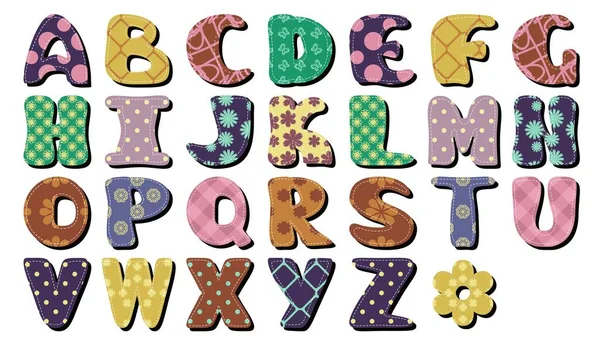 Verschiedene Textur Sammelalbum Alphabet Auf Weißem Hintergrund — Stockvektor