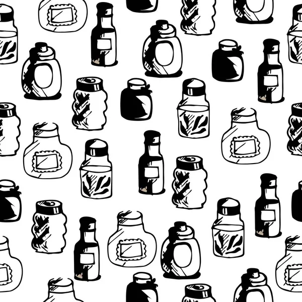 Fondo Sin Costuras Con Frascos Botellas — Archivo Imágenes Vectoriales