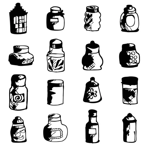 Set Con Botellas Frascos — Archivo Imágenes Vectoriales