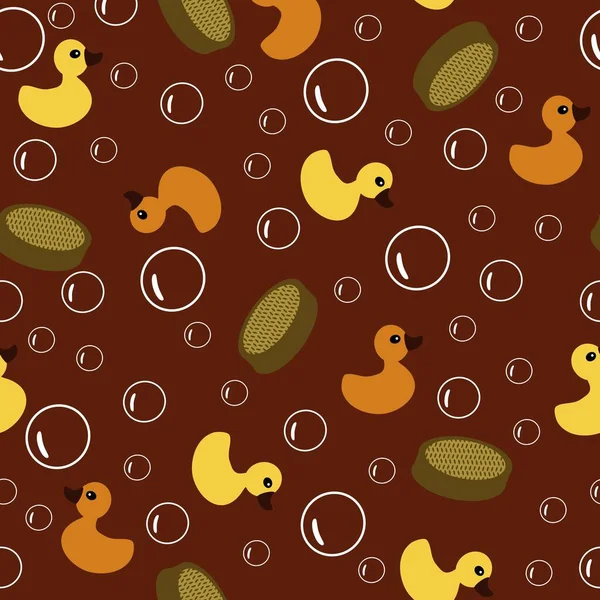 Patrón Sin Costuras Con Patos Burbujas — Vector de stock