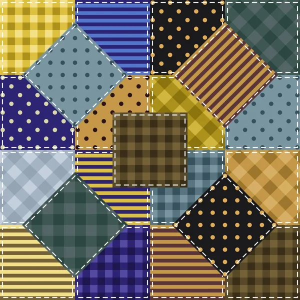 Fondo Patchwork Con Diferentes Patrones — Vector de stock