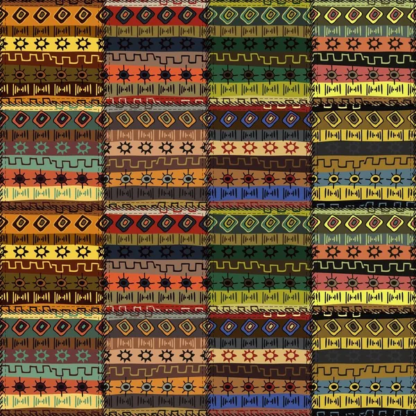 Patchwork Pozadí Africkém Stylu — Stockový vektor