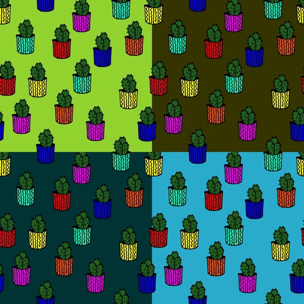 Modello Senza Cuciture Con Cactus — Vettoriale Stock