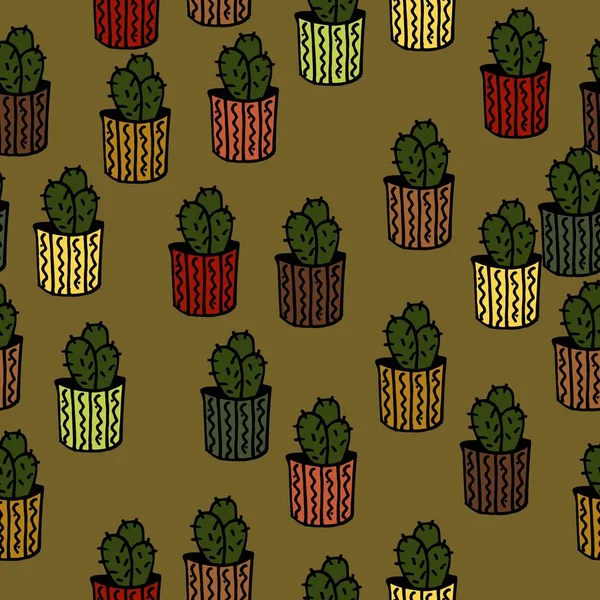 Modello Senza Cuciture Con Cactus — Vettoriale Stock