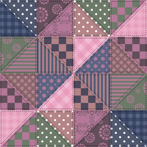 Fondo Patchwork Con Diferentes Patrones — Vector de stock