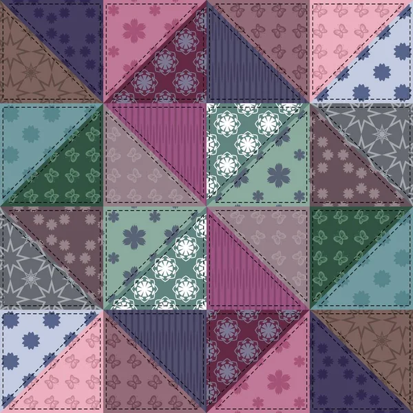 Patchwork Pozadí Různými Vzory — Stockový vektor