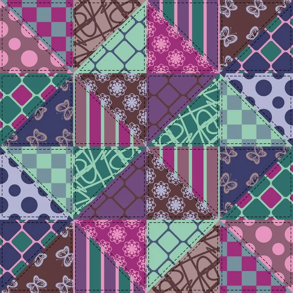 Patchwork Hintergrund Mit Unterschiedlichen Mustern — Stockvektor