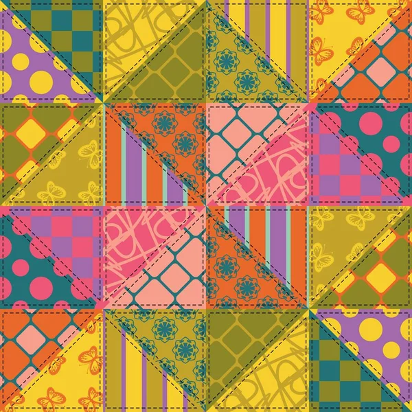 Patchwork Background Different Patterns — Stock Vector