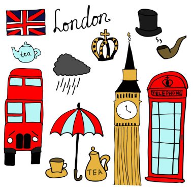 Beyaz fırında Londra nesneleri ile ayarlanır