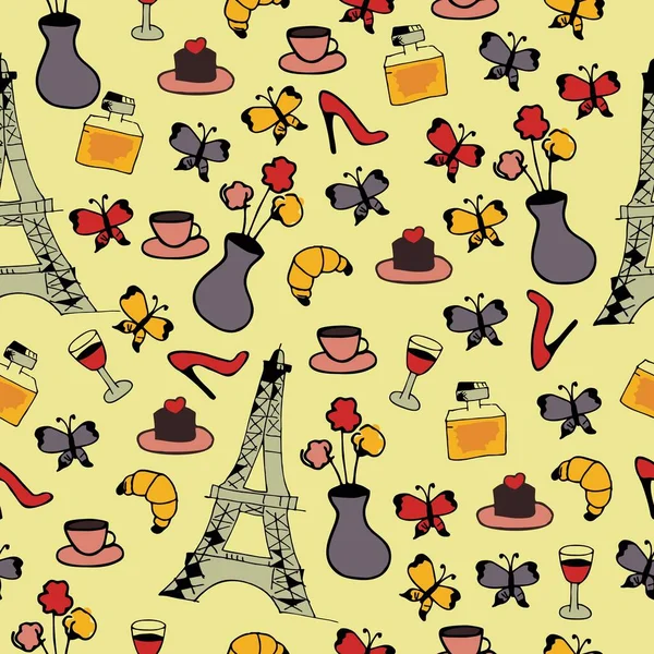 seamless pattern with France objects