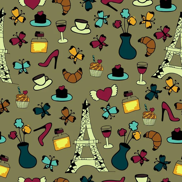 seamless pattern with France objects