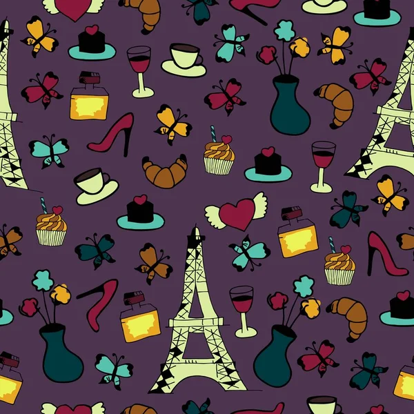 seamless pattern with France objects