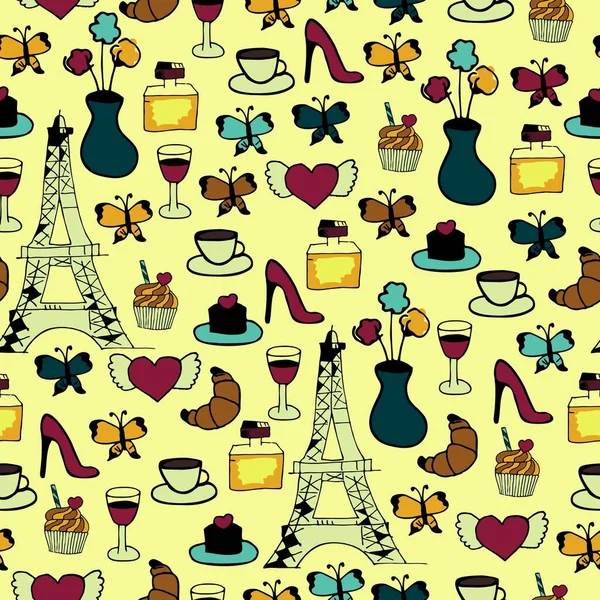 seamless pattern with France objects