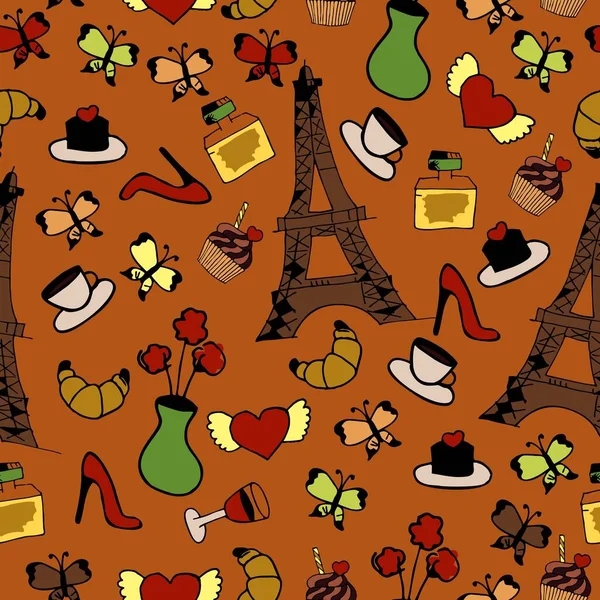 Seamless Pattern France Objects — Stock Vector