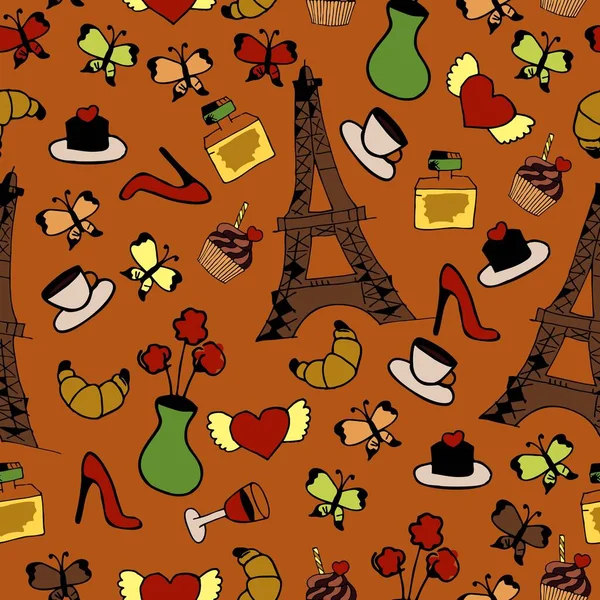 seamless pattern with France objects