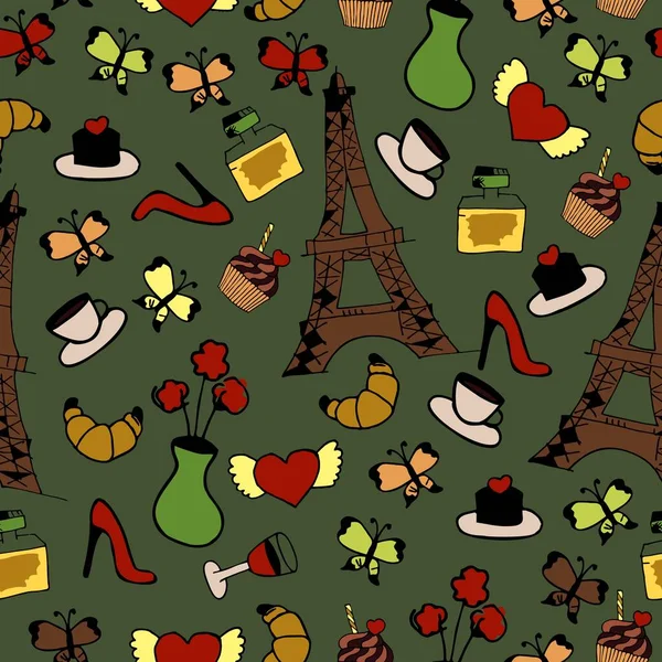 seamless pattern with France objects