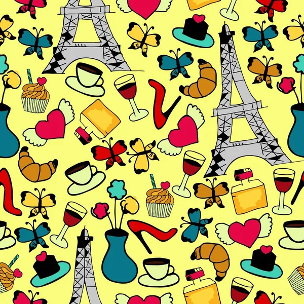 seamless pattern with France objects