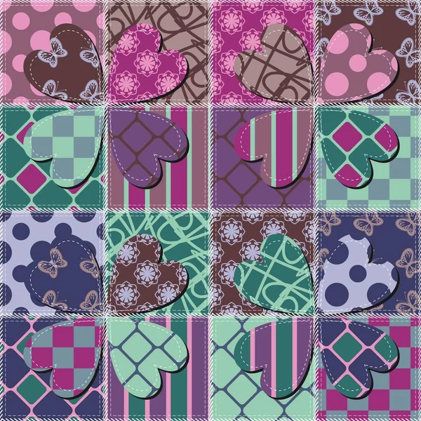 Sfondo Patchwork Con Diversi Modelli — Vettoriale Stock