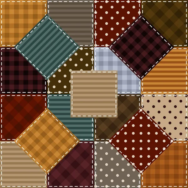 Fondo Patchwork Con Diferentes Patrones — Vector de stock