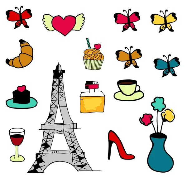 Set France Objects — Stock Vector