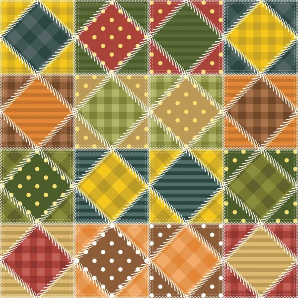 Fondo Patchwork Con Diferentes Patrones — Vector de stock