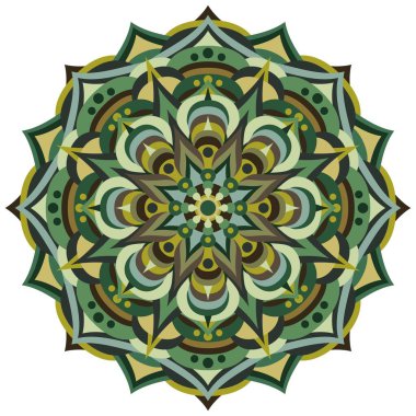 Mandala beyaz üzerine etnik süs